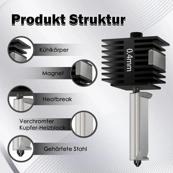3 kusy sád hotendov 0,2/0,4/0,6 mm A1/A1 Mini/A2L s tryskami z kalenej ocele