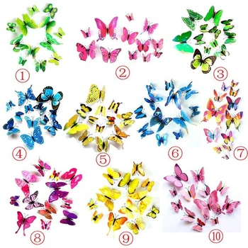 JZK 120 x magnetické 3D plastové motýle s magnetom a samolepkou pre nástenné dekorácie, remeslá a