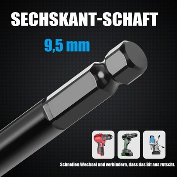 Vrták do dreva 18x300 mm, vrták do dreva pre mäkké a tvrdé drevo so strediacim hrotom a stopkou E 9,5