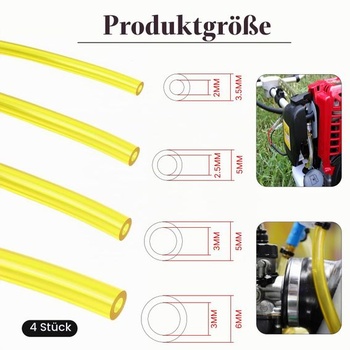 4 ks benzínových hadíc pre kosačku na trávu 1M (Φ 3 x 6, 3 x 5, 2,5 x 5, 2 x 3,5 mm), hadica pre