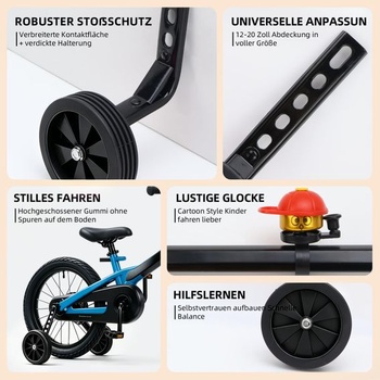 Univerzálne pomocné kolieska pre detské bicykle, čierna