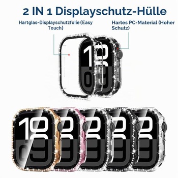 Súprava 5 ochranných puzdier Simpeak kompatibilných s Apple Watch Series 11/10 46 mm, diamantové