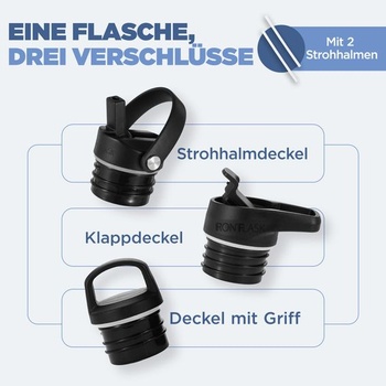 IRON °FLASK Nerezová láhev na vodu se 3 víky - nepropustná termoska - Dvoustěnná izolovaná kovová