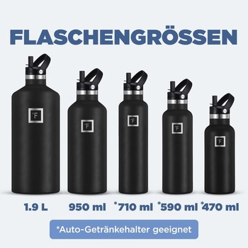 IRON °FLASK Nerezová láhev na vodu se 3 víky - nepropustná termoska - Dvoustěnná izolovaná kovová