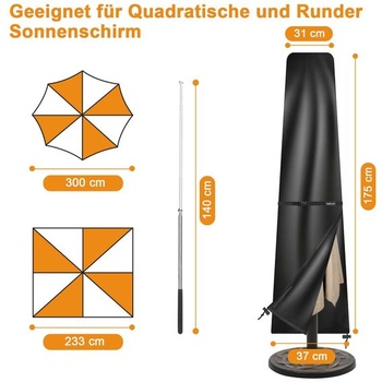 Ochranný kryt na slnečník Tavaler 2-3 M (175*31/37 cm)
