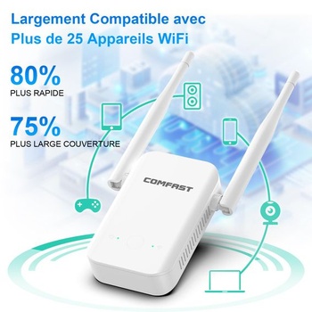 WLAN opakovač COMFAST, 300 Mbit/s, WLAN zosilňovač, 2,4 GHz s WPS, kompatibilný so všetkými