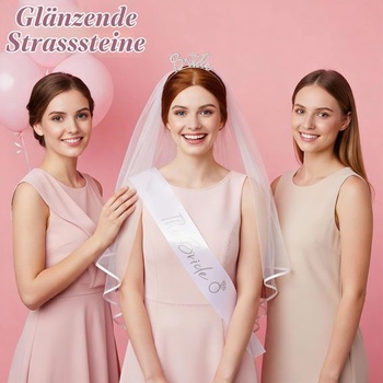 3dielna strieborná svadobná čelenka s kamienkami, svadobný závoj, závoj na rozlúčku so slobodou,