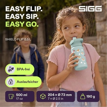 Sigg - Detská fľaša na vodu z nerezovej ocele - Shield FLIP Funny Fox - Nepriepustná - Ľahká ako