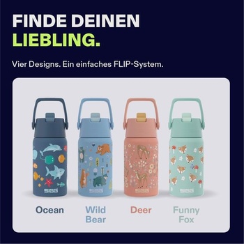 Sigg - Detská fľaša na vodu z nerezovej ocele - Shield FLIP Funny Fox - Nepriepustná - Ľahká ako
