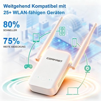 COMFAST WiFi zosilňovač/opakovač 300 Mbps jedna frekvencia s 2 anténami a tlačidlom WPS, indikátor