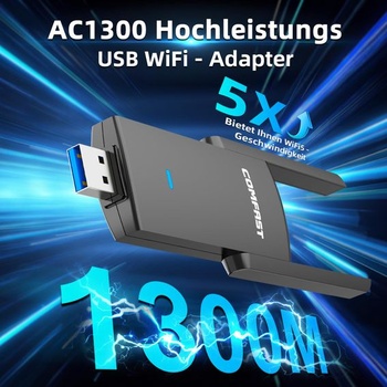 COMFAST USB WLAN adaptér 1300 Mbps vysokorychlostní WLAN adaptér/WiFi adaptér/bezdrátový USB 3.0