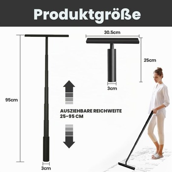 Nastavitelná sprchová stěrka 25-95 cm, silikonová sprchová stěrka, černá