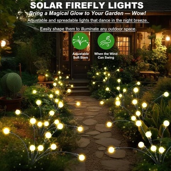 A.bigwhale Firefly Solárne svetlá Záhradná dekorácia, 4 kusy 8 LED solárnych svetiel pre vonkajšie
