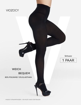 Dámske pančuchy 80D, elastické, s vysokým pásom, odolné, matné, nepriehľadné, farebné, čierne, L-XL