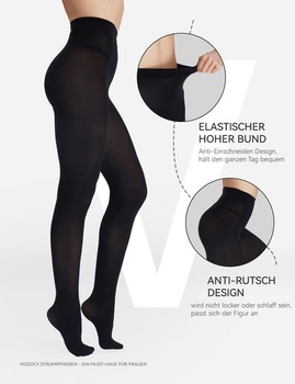 Dámske pančuchy 80D, elastické, s vysokým pásom, odolné, matné, nepriehľadné, farebné, čierne, L-XL