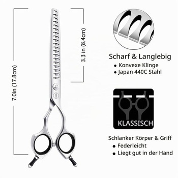 Nožnice HASHIMOTO Chunker na strihanie psov, textúrovacie nožnice, nožnice na mačky, 19 zubov, 17,8 cm,