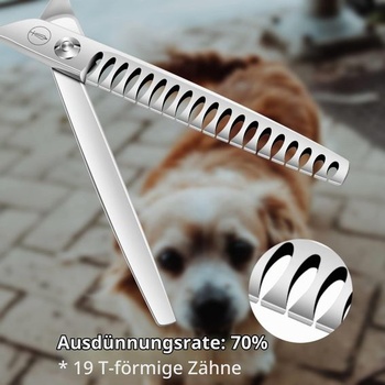 Nožnice HASHIMOTO Chunker na strihanie psov, textúrovacie nožnice, nožnice na mačky, 19 zubov, 17,8 cm,