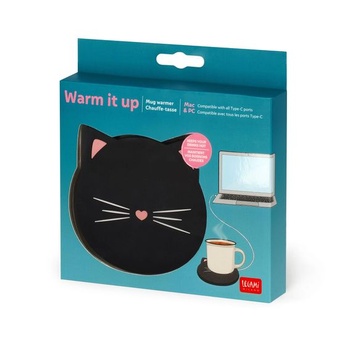 Legami – Ohřívač hrnků, Warm it up, Kitty, konektor typu C, 10 x 10 cm, vyrobený z vinylu, ideální