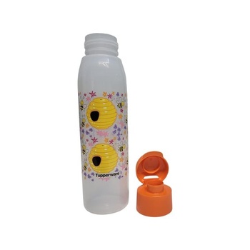 Tupperware To Go EcoEasy fľaša na pitie 500 ml Bee & Flower Orange priehľadná s odklápacím viečkom –