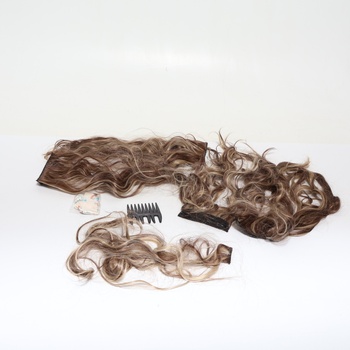 BARSDAR Clip in predlžovanie vlasov, 50 cm dlhé vlnité melírované vlasy Clip in 6 kusov