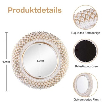Nástenné zrkadlo, okrúhle biele HiempTru 24 cm
