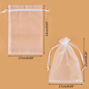 MAOOY 100 velkých organzových sáčků 17x23 cm, plnitelné sáčky 17x23 cm bílé