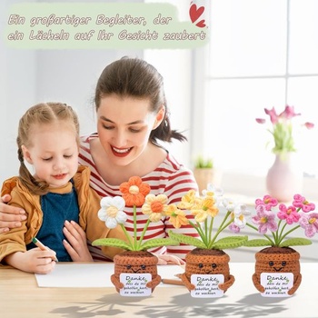Mwmoeen Pocket Hug Pozitívny kvet, Vtipné pletené vreckové tulipány, Pozitívne kreatívne pletené
