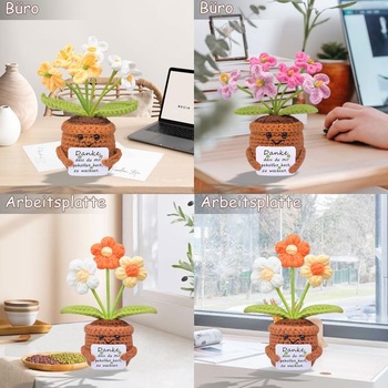 Mwmoeen Pocket Hug Pozitívny kvet, Vtipné pletené vreckové tulipány, Pozitívne kreatívne pletené
