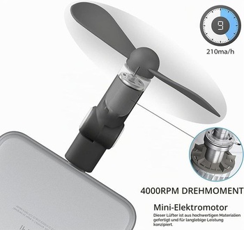 Mini ventilátor, otočný o 180 stupňů, přenosný, chladič, ventilátor na mobilní telefon,