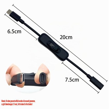 Prodlužovací kabel CTRICALVER Type-C pro LED osvětlení, 0,2 m, balení po 3 kusech, napájecí kabel