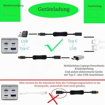 Predlžovací kábel CTRICALVER Type-C pre LED osvetlenie, 0,2 m, balenie po 3 kusoch, napájací kábel