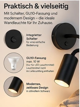 Nástenné svietidlo Licht-Erlebnisse čierne