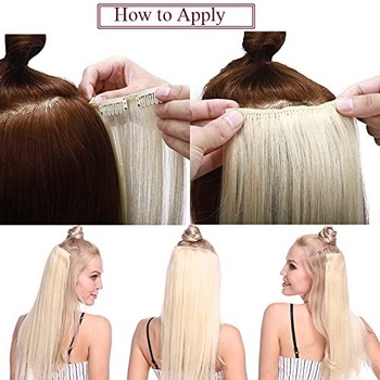 SEGO Clip-in predlžovanie vlasov, 60 cm dlhé, 3/4 celej hlavy, vlnité, 1 útek, prírodné, pre dievčatá,
