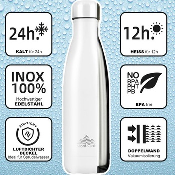LO Nerezová láhev na vodu 1l termoska nepropustná bez BPA bílá 1000 ml