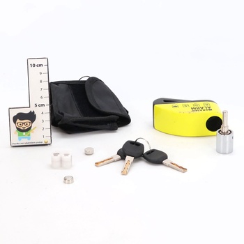 Zámok brzdového kotúča KRASER WA6Y s alarmom 110 dB, zosilnený, 3 kľúče (2 náhradné), vysoko