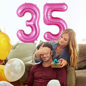 Ružový balónik číslo 35, ružový balónik s číslom, 40palcový fóliový balónik 3 a 5, balónik s číslom