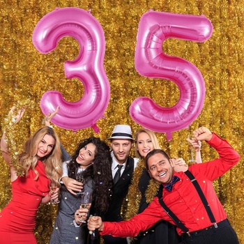 Ružový balónik číslo 35, ružový balónik s číslom, 40palcový fóliový balónik 3 a 5, balónik s číslom
