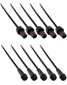 QWORK® 5 párov 2pinových elektrických konektorov, vodotesné s krytím IP65, s predlžovacím káblom