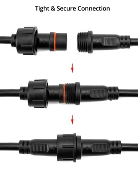 QWORK® 5 párov 2pinových elektrických konektorov, vodotesné s krytím IP65, s predlžovacím káblom