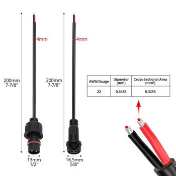 QWORK® 5 párov 2pinových elektrických konektorov, vodotesné s krytím IP65, s predlžovacím káblom