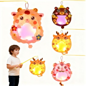 4dielna sada na výrobu lampášov pre deti, lampáš svätého Martina s lampiónovou tyčkou a LED svetlom