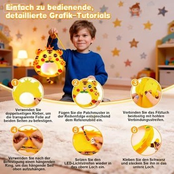 4dielna sada na výrobu lampášov pre deti, lampáš svätého Martina s lampiónovou tyčkou a LED svetlom