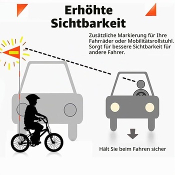 Vlajočka na bicykel YeahBoom, Bezpečnostná vlajka, Cyklistická vlajka, Nastaviteľná cyklistická