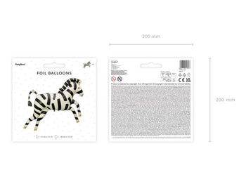 Fóliový balónik PartyDeco® Zebra | 100 cm XXL zvierací balónik, vhodný pre vzduch a hélium, dekorácia
