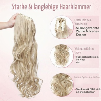 Vlnitý připínací culík, 60 cm dlouhý syntetický příčesek, culík pro ženy, popelavě blond, mix