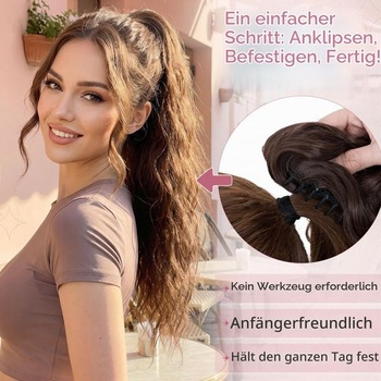 Vlnitý připínací culík, 60 cm dlouhý syntetický příčesek, culík pro ženy, popelavě blond, mix