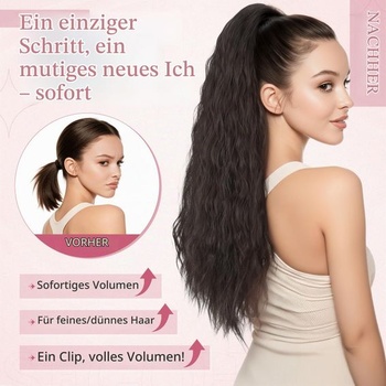 Vlnitý připínací culík, 60 cm dlouhý syntetický příčesek, culík pro ženy, popelavě blond, mix