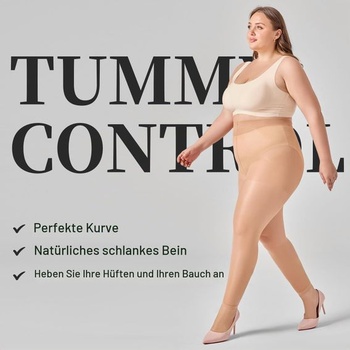 Dámske pančuchy Yilanmy bez nôh, pre väčšie veľkosti, s reguláciou bruška, XL-XXL, telové