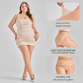 Dámske pančuchy Yilanmy bez nôh, pre väčšie veľkosti, s reguláciou bruška, XL-XXL, telové