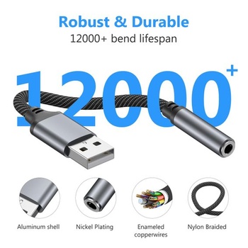 Oumida USB na 3,5mm jack adaptér, externí zvuková karta USB A na AUX stereo aux, 3,5 mm,